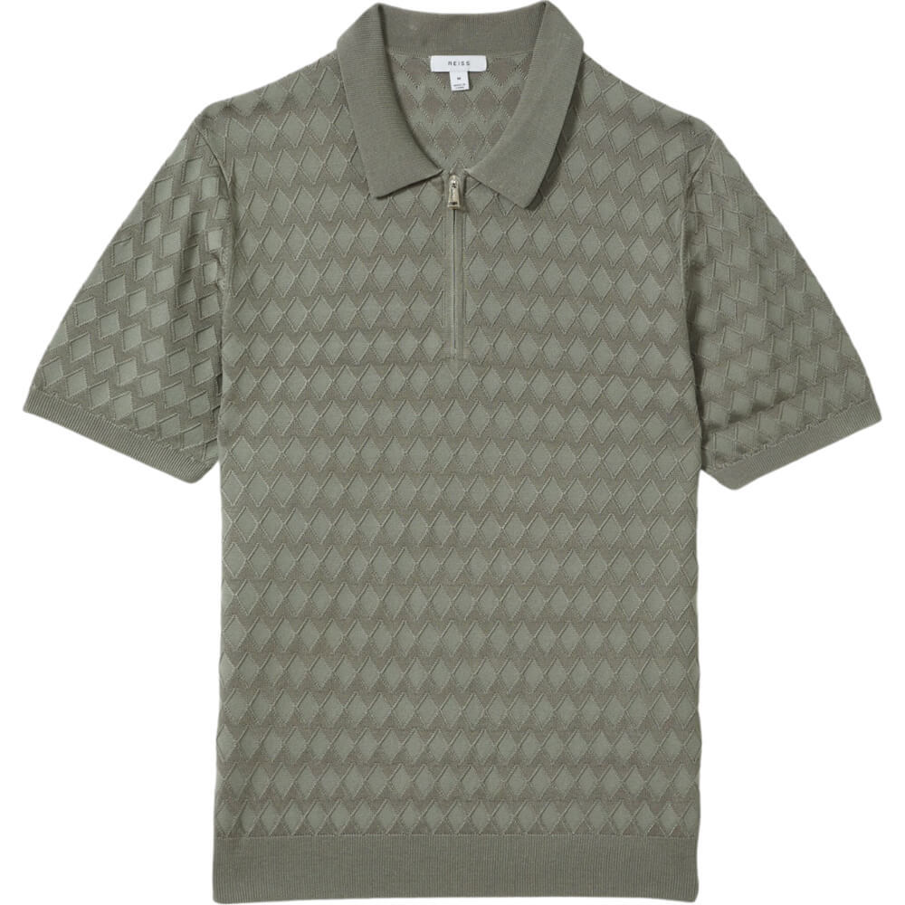 REISS RIZZO Half Zip Knitted Polo Shirt